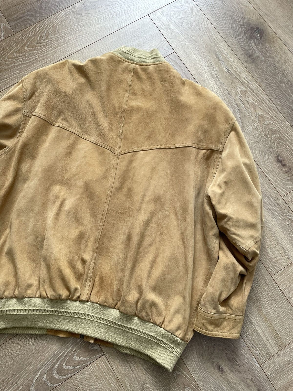 Vintage Vintage Y2k Beige Leather Oversize Bomber Jacket Avant Garde Size US XL / EU 56 / 4 - 7 Thumbnail