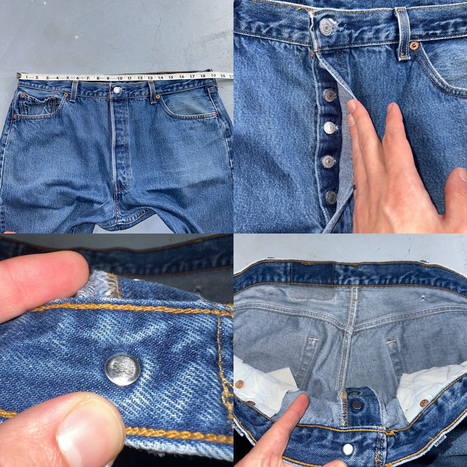 Levi's VINTAGE Levi's 501 Jeans Straight Mens 42x32 Blue Medium Wash 90s USA XX Regular Rise Mid 10-12in Denim Cotton WW Size US 42 / EU 58 - 8 Thumbnail