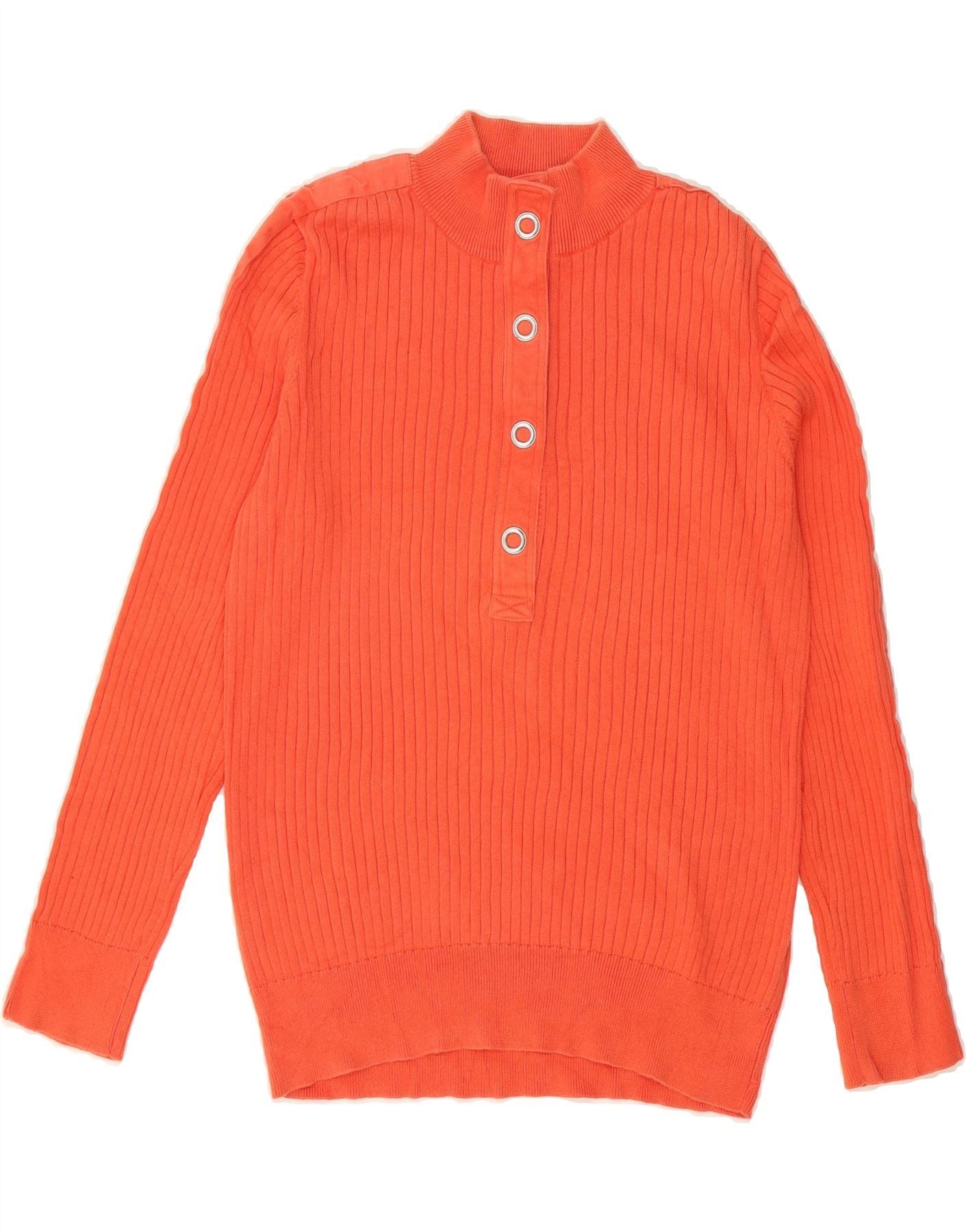 Ralph Lauren Womens Button Neck Jumper Sweater UK 16 Large Orange Cotton Size S / US 4 / IT 40 - 1 Thumbnail