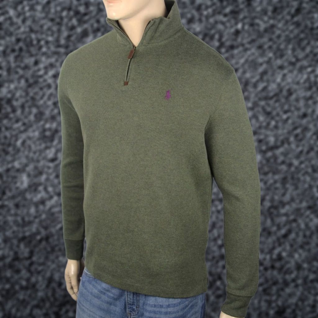 Polo Ralph Lauren Polo Ralph Lauren Olive Green 1/2 Half Zip Sweater Plum Pony NWT Size US S / EU 44-46 / 1 - 1 Preview