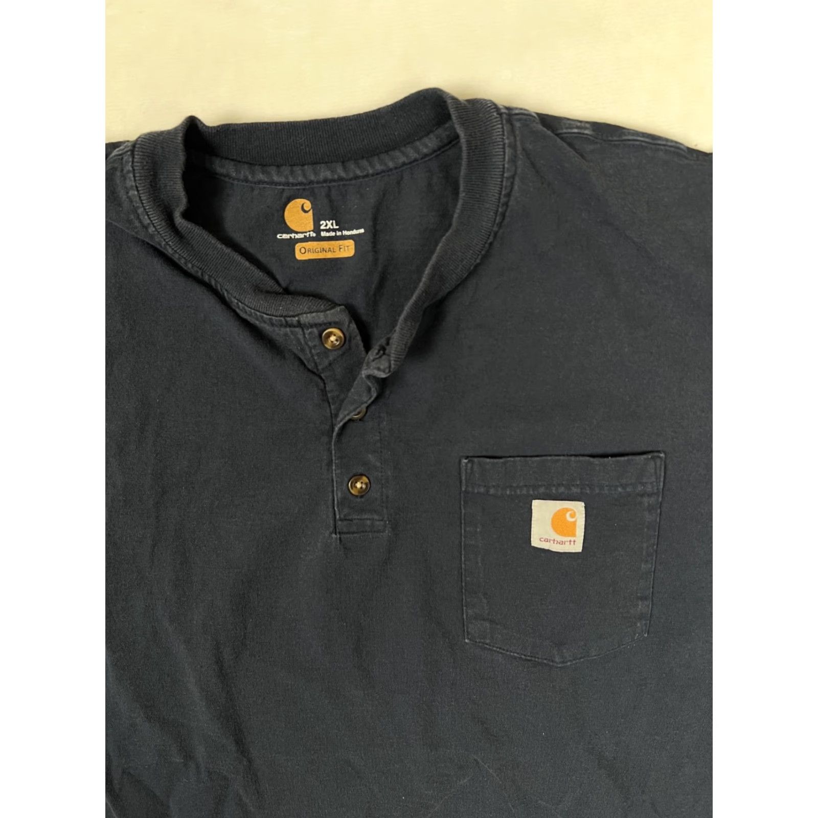 Carhartt Carhartt T-Shirt Men Pocket Henley 2XL Green Sun Faded Grunge K87 Regular Short Sleeve, Cotton, Knit, Pockets, 2020s, Men Size US L / EU 52-54 / 3 - 2 Thumbnail