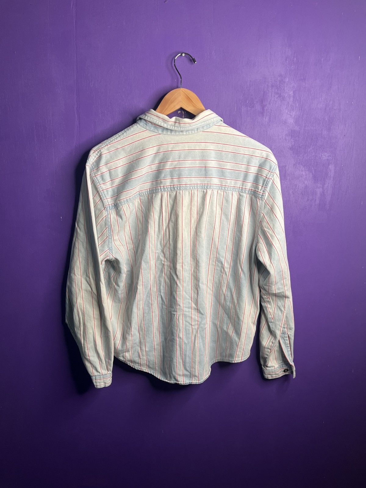 Vintage Vintage 90s Blue red striped button up shirt Size US M / EU 48-50 / 2 - 2 Thumbnail