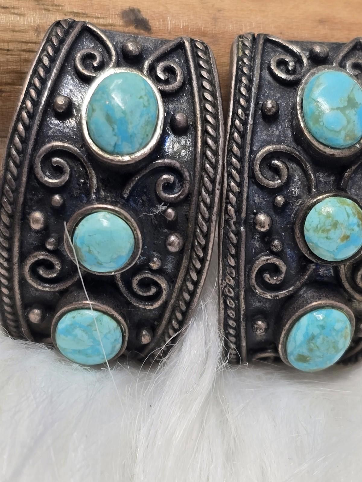 John Hardy JAI John Hardy 925 Silver Turquoise Scroll Clip On Earrings Size ONE SIZE - 2 Thumbnail