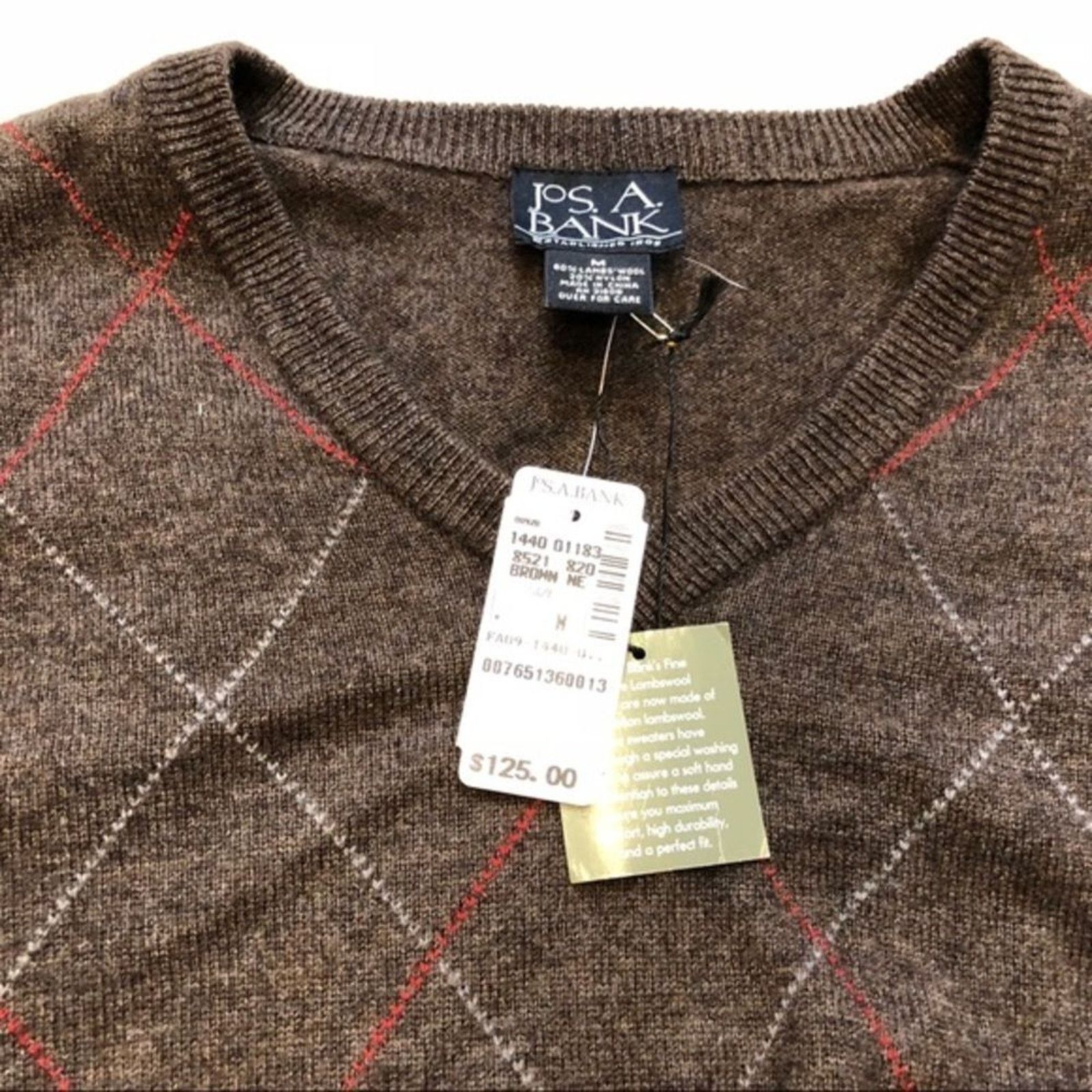Jos. A. Bank Joseph A. Bank Brown Wool Crewneck Sweater | Sz M, NWT Size US M / EU 48-50 / 2 - 4 Thumbnail