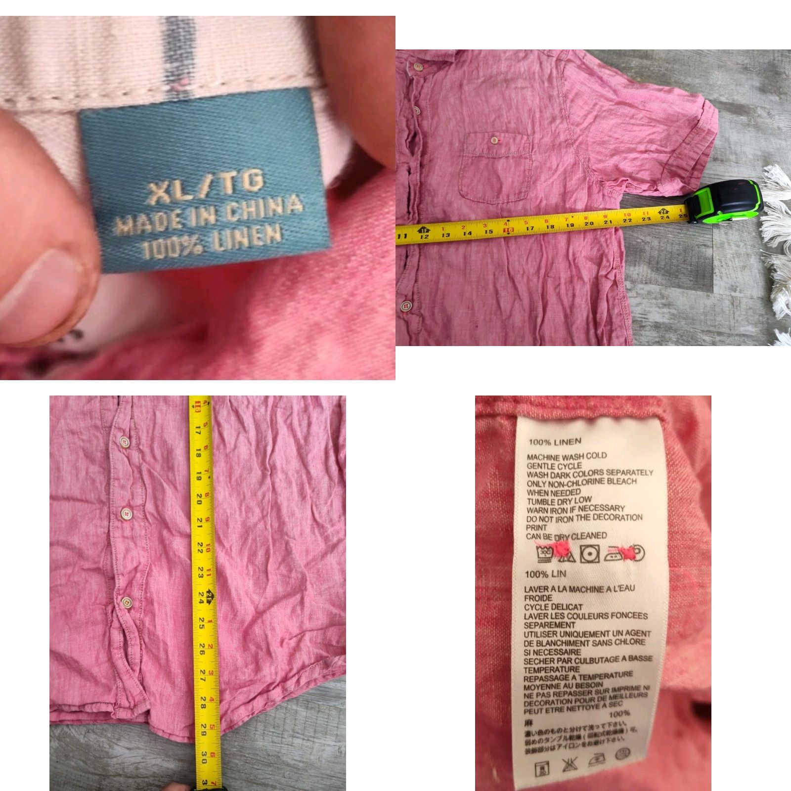 Tommy Bahama TOMMY BAHAMA Relax Shirt Mens XL Pink Linen Short Sleeve Button-Up Beach Casual Size US XL / EU 56 / 4 - 8 Thumbnail