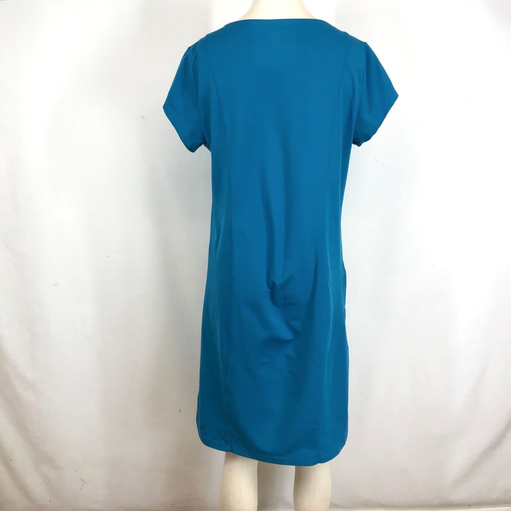 Toad&Co Toad&Co Womens Teal Blue V-Neck Short Sleeve Shift Dress Zip Pocket Large Size 36" / US 14 / IT 50 - 5 Thumbnail