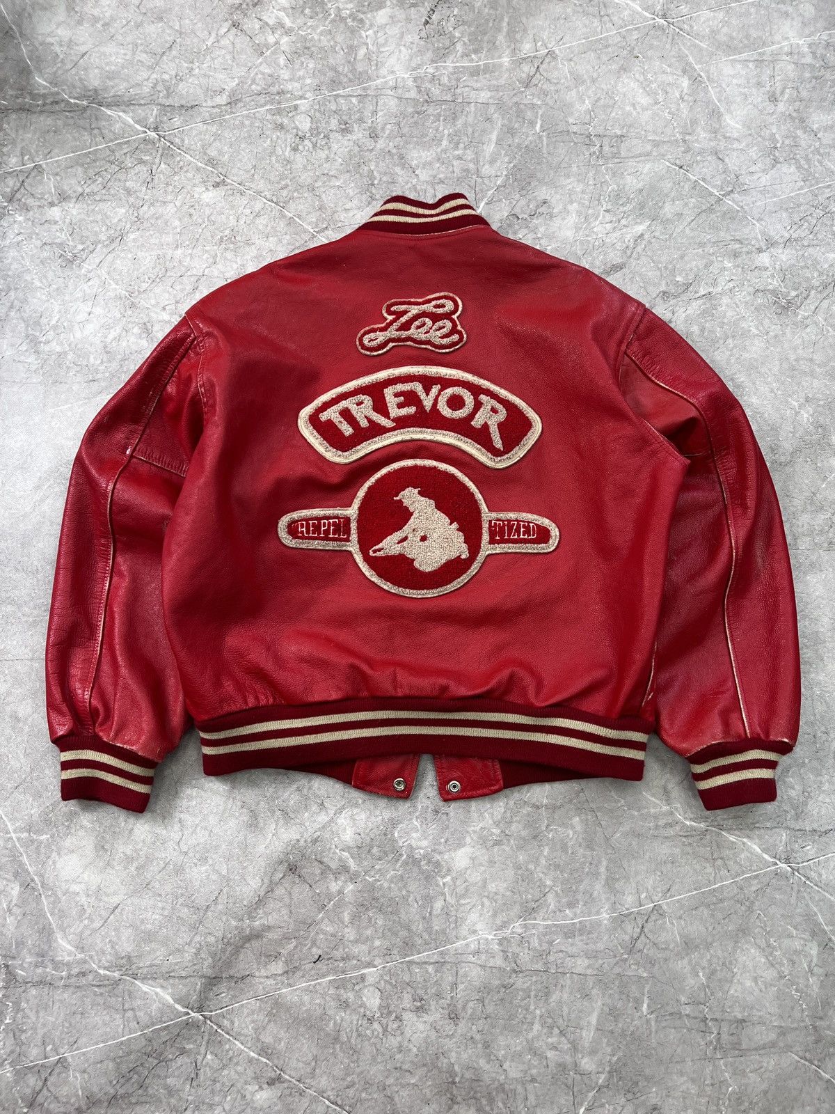 Lee × Vintage Vintage retro leather LEE STORM RIDER TREVOR VARSITY JACKET Size US M / EU 48-50 / 2 - 1 Thumbnail