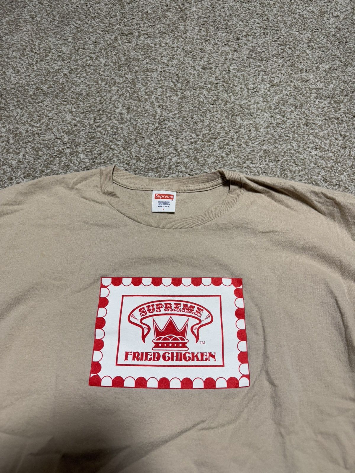 【新品】Supreme Crown Chicken Tee Mサイズ Supreme NY Crown Fried Chicken Logo Cotton T-Shirt Gray