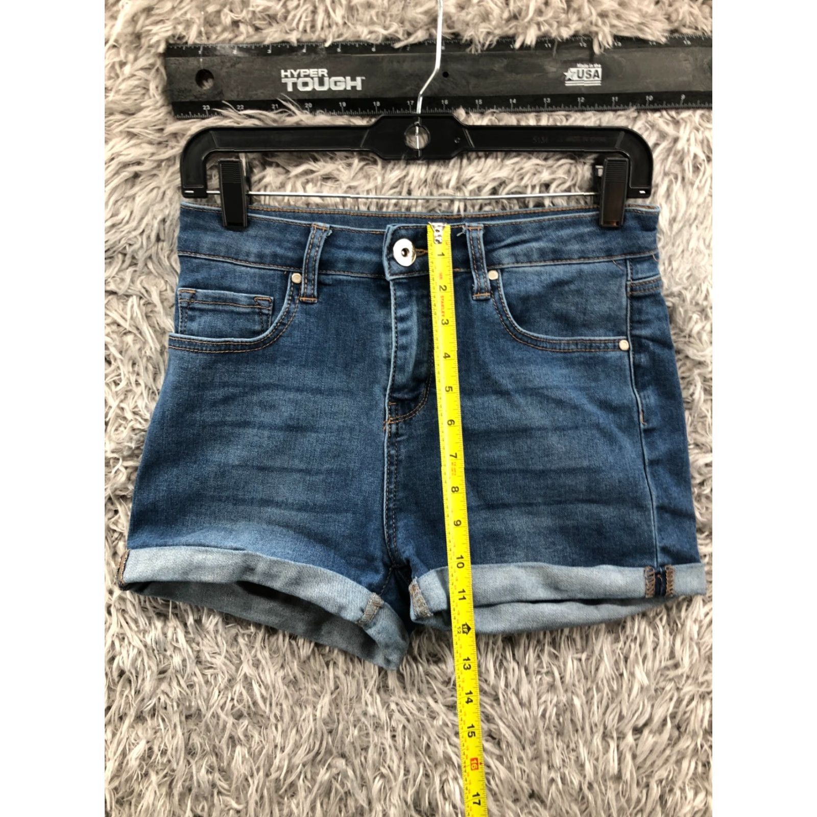 Vintage Blue Savvy Denim Shorts Casual Junior Size 7 Medium Wash Blue Cuffed Boyfriend 5-Pocket Size 28" / US 6 / IT 42 - 3 Thumbnail