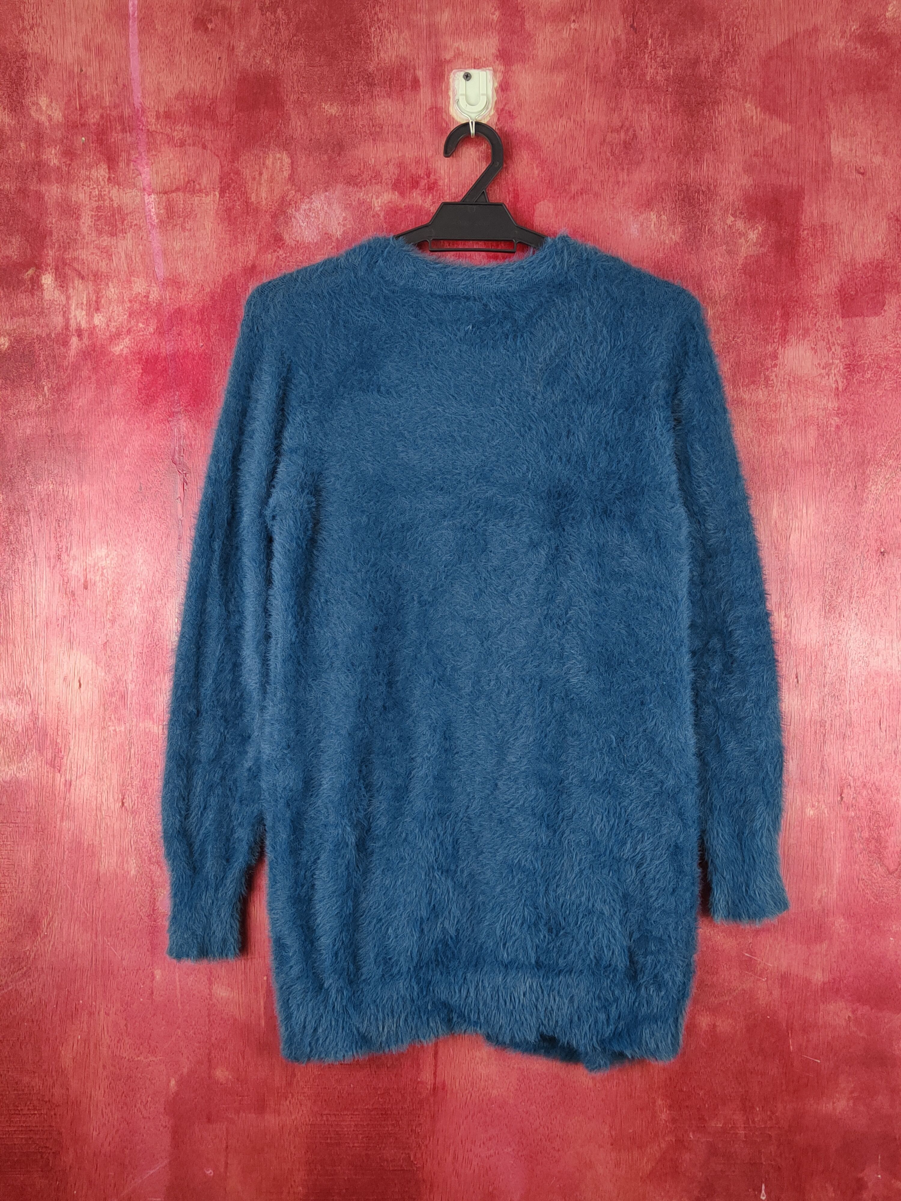 Aran Isles Knitwear Closshi Turquoise Shag Shaggy Fur Mohair Knitwear #S1903 Size M / US 6-8 / IT 42-44 - 7 Thumbnail