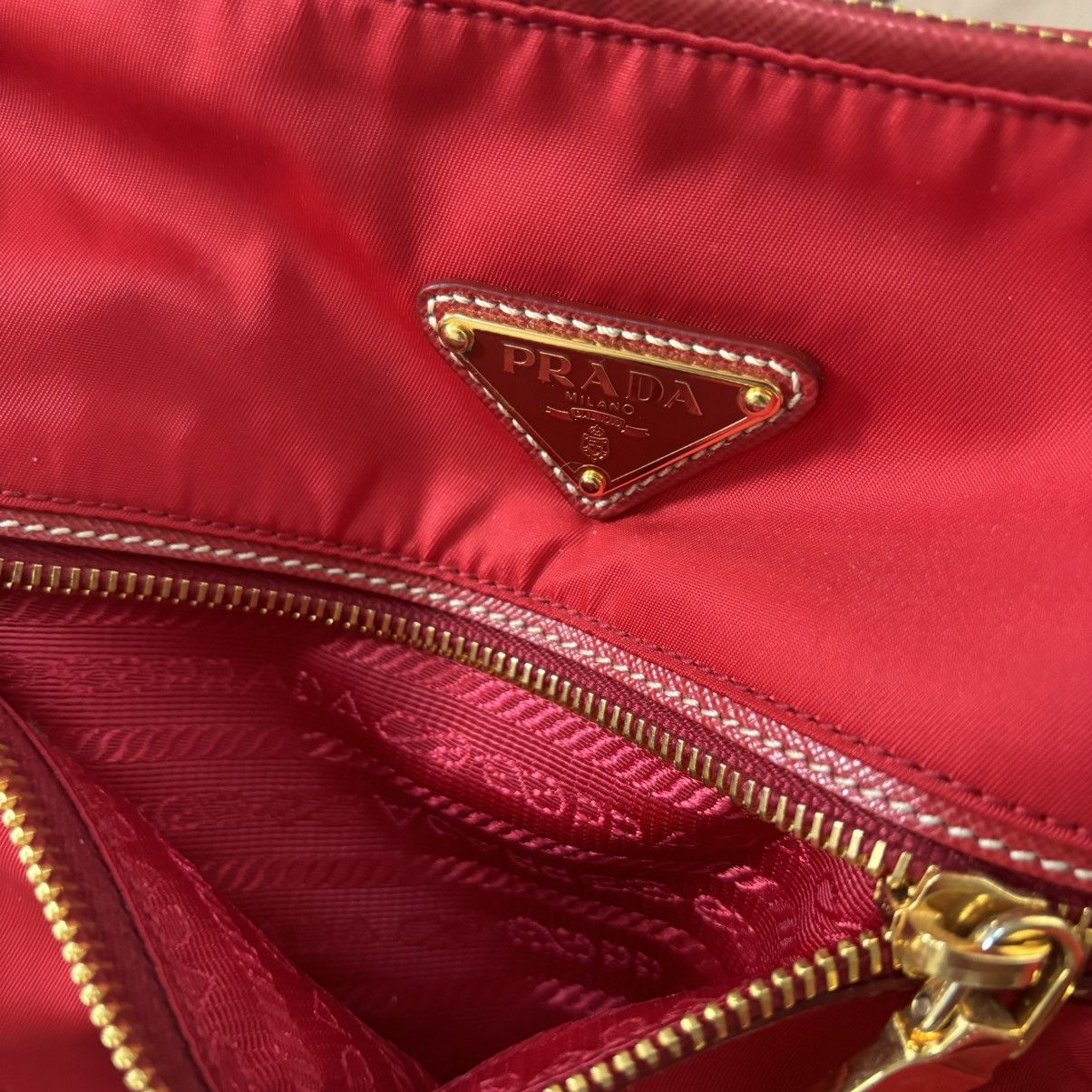Prada Prada Red/Gold Nylon Crossbody Bag Size ONE SIZE - 6 Thumbnail