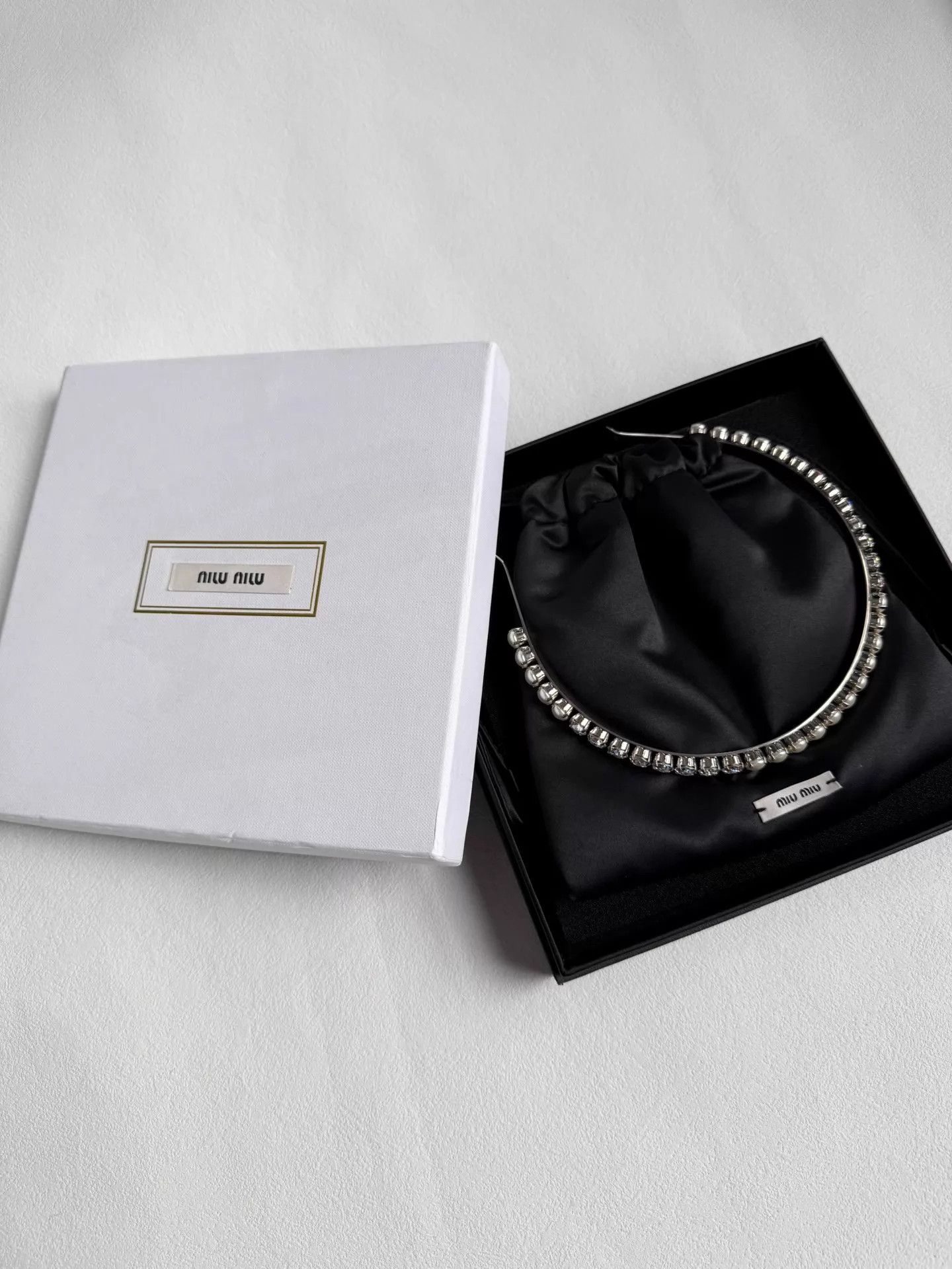 Miu Miu MIU MIU Women's Metal Pearl Rhinestone Headband Size ONE SIZE - 1 Thumbnail