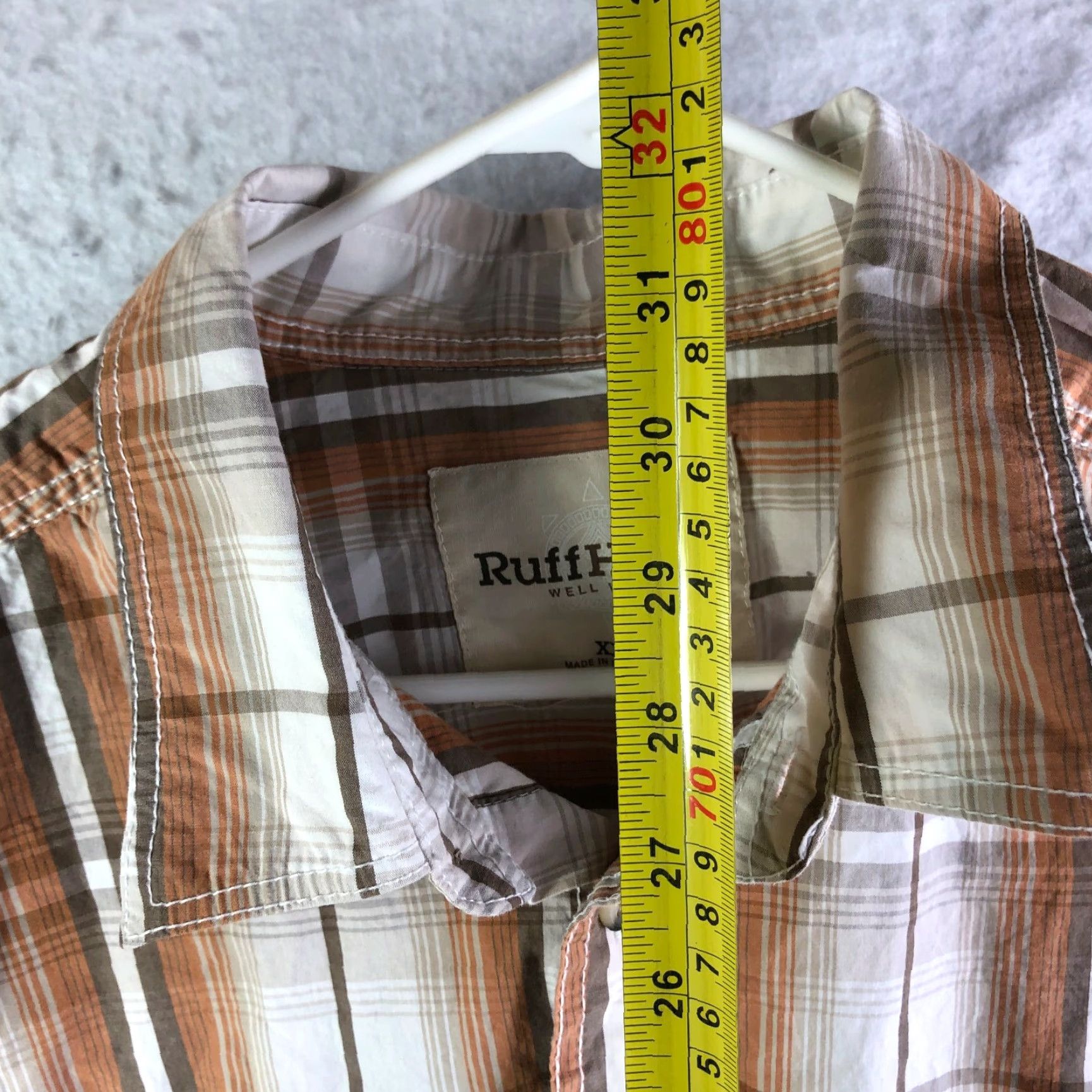 Vintage Ruff Hewn Well Worn Shirt Long Sleeve Button-Up Brown Plaid Point Collar Mens XXL Regular Cotton Vintage: No Size US XXL / EU 58 / 5 - 7 Thumbnail