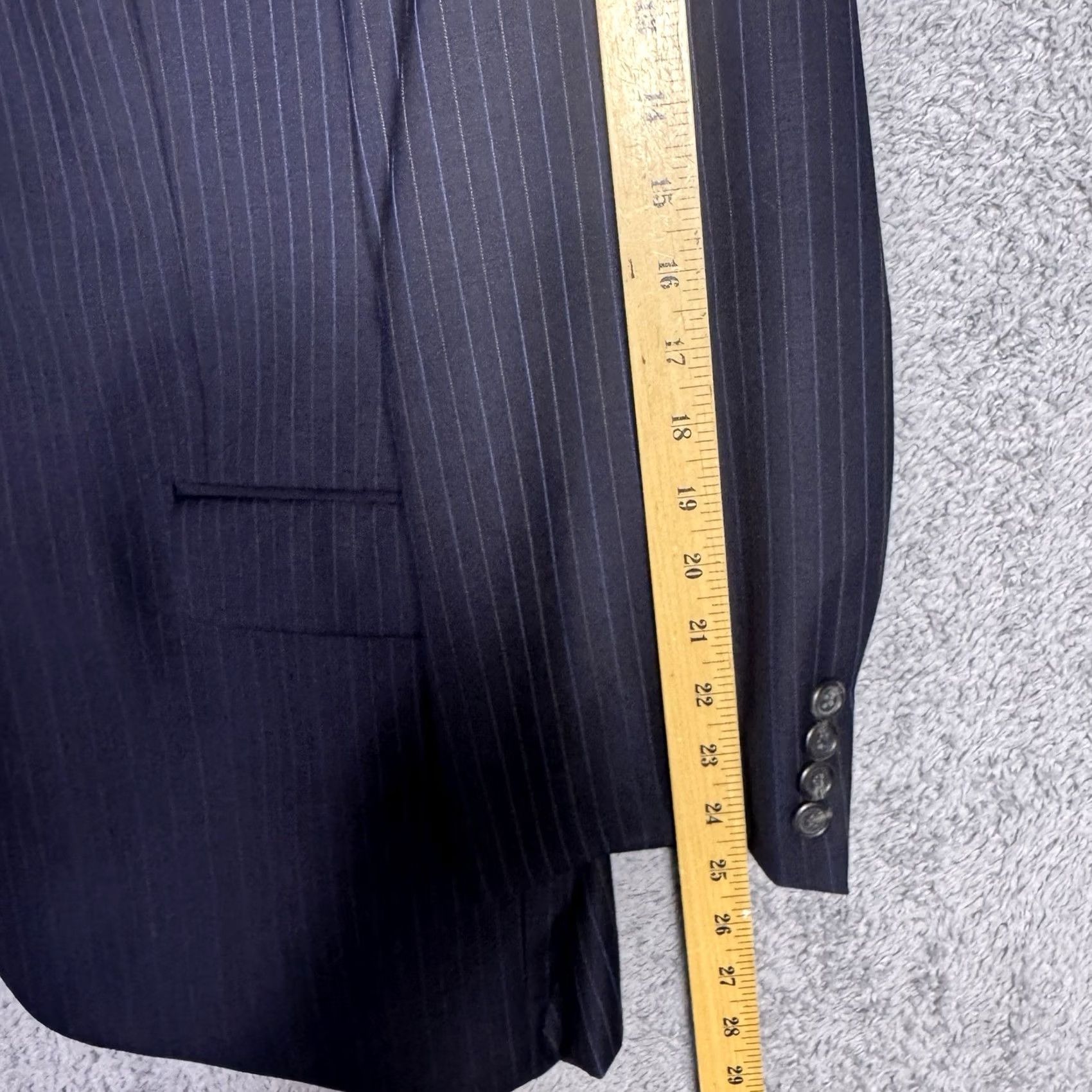 Ralph Lauren Ralph Lauren Suit Mens 46R 2 Piece Wool Jacket Slacks Set Pinstripe Cuffed Blue 38x29 Formal Wedding Mens Size 46R - 6 Thumbnail