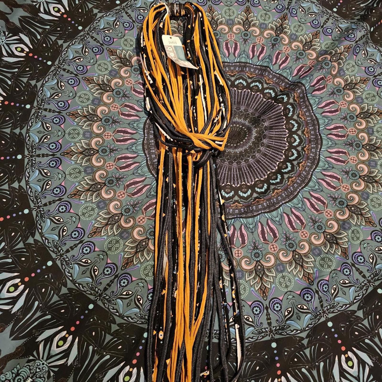 Designer Women's Fiona Shred Yellow and Navy Scarf NWT Size ONE SIZE - 6 Thumbnail