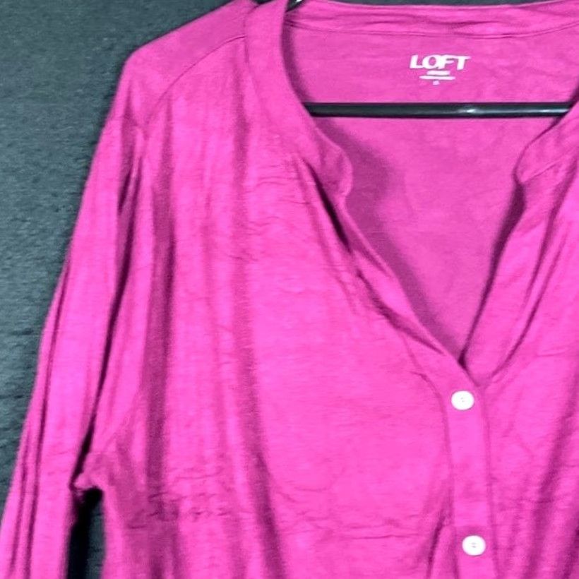 Loft LOFT Outlet Womens Shirt Purple V Neck Front Twist Pullover Stretch Large Size L / US 10 / IT 46 - 4 Thumbnail