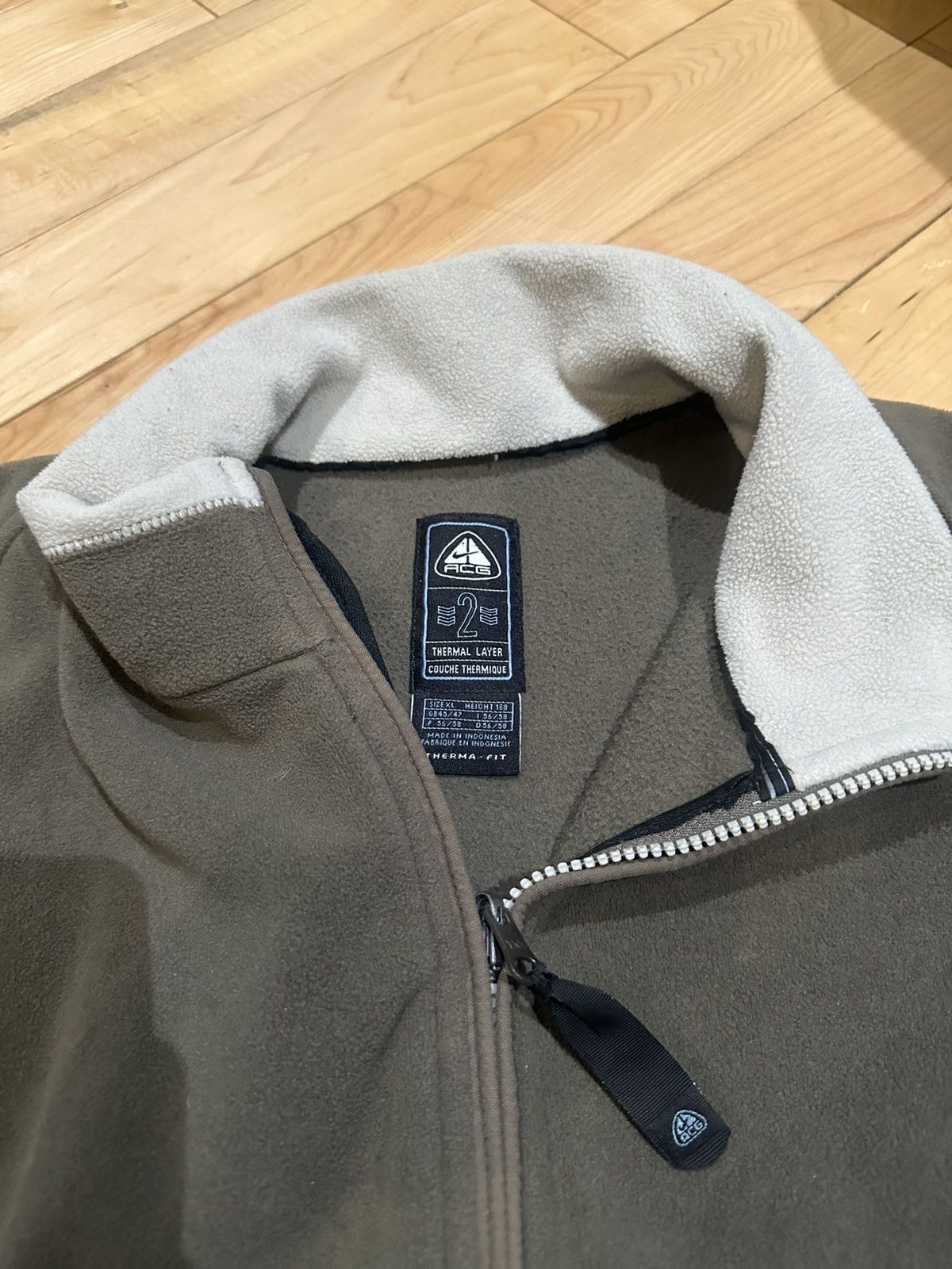 Nike ACG Vintage Olive Green Fleece Zip Up Jacket Size US XL / EU 56 / 4 - 4 Thumbnail
