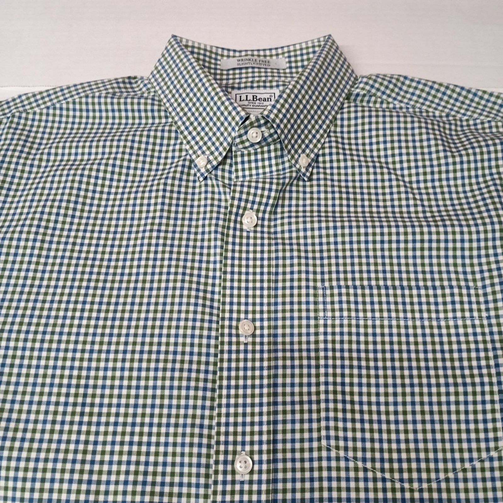 L.L. Bean LL Bean Men's Size LT Green Check Shirt Wrinkle Free Size US L / EU 52-54 / 3 - 3 Thumbnail