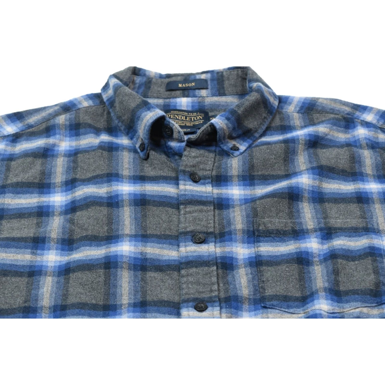 Pendleton Pendleton MASON Flannel Shirt Blue Gray Plaid Long Sleeve Cotton Mens XL Button-Up Shirt Size US XL / EU 56 / 4 - 3 Thumbnail