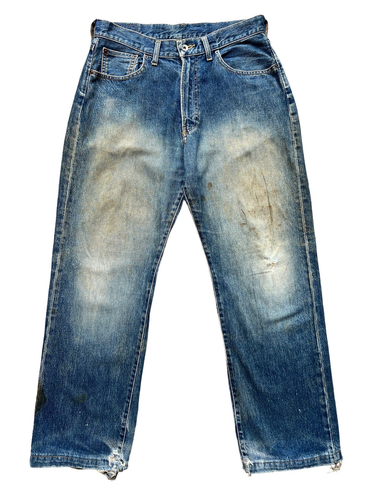 Uniqlo Vintage 90s Uniqlo Distressed Wide Mudwash Jeans 32x29 Size US 32 / EU 48 - 2 Thumbnail