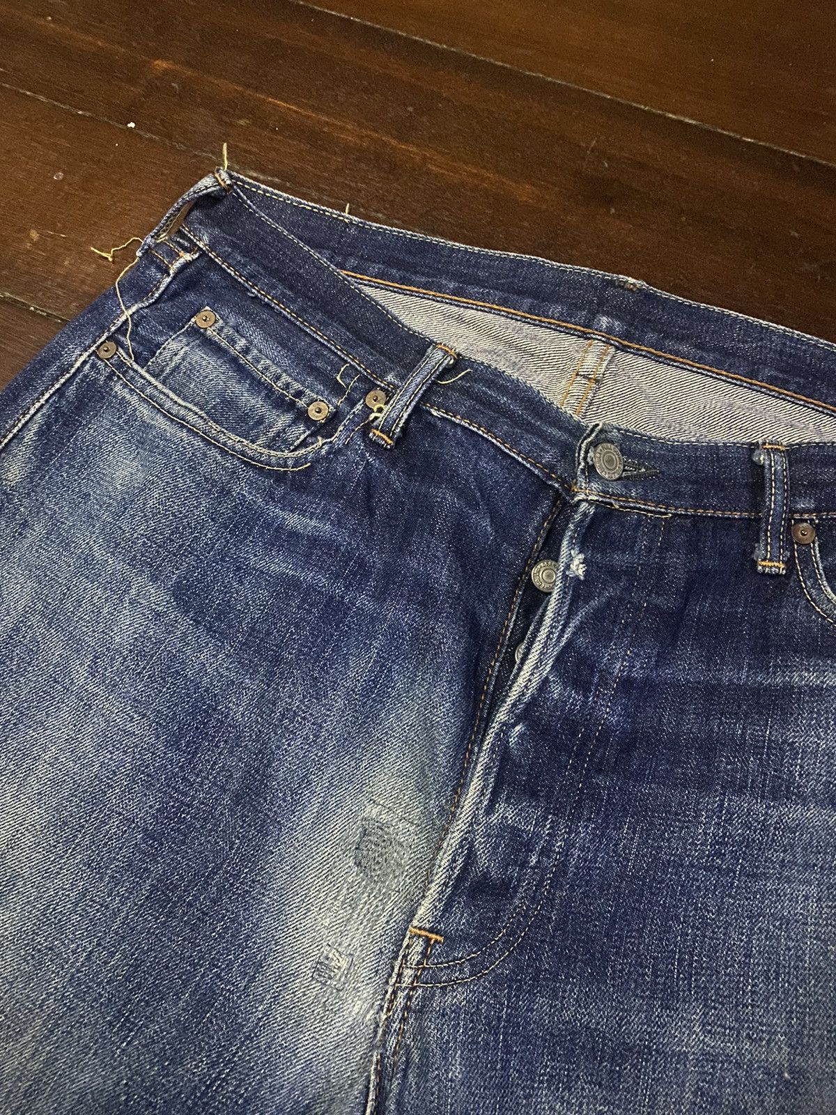 Orslow FIRE🔥 Vintage fullcount distressed wide leg selvedge denim Size US 36 / EU 52 - 10 Thumbnail