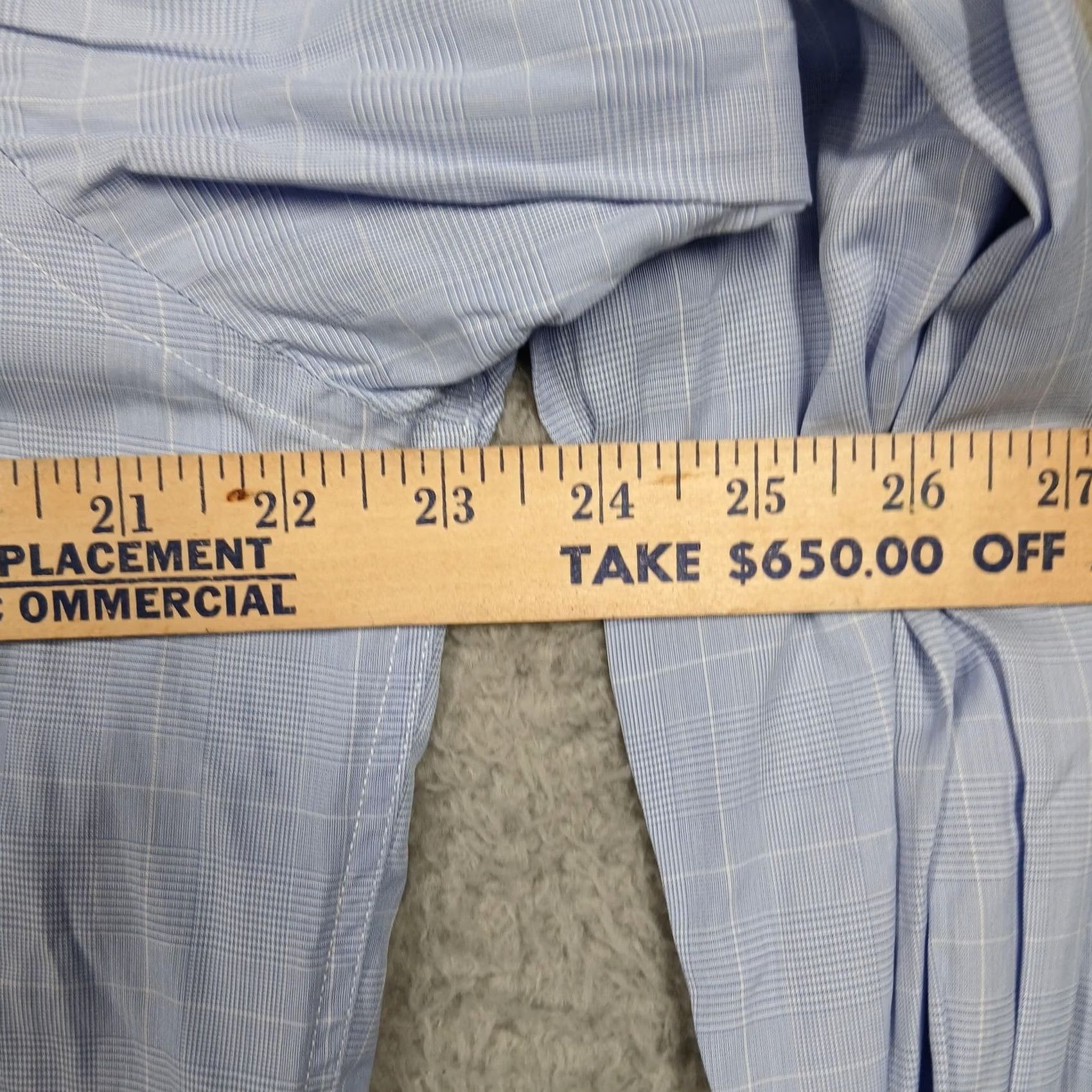 Vintage T.M.Lewin Shirt Mens 15.5 Blue Plaid Spread Collar Long Sleeve 100% Cotton Dress Shirts Size 42R - 5 Thumbnail