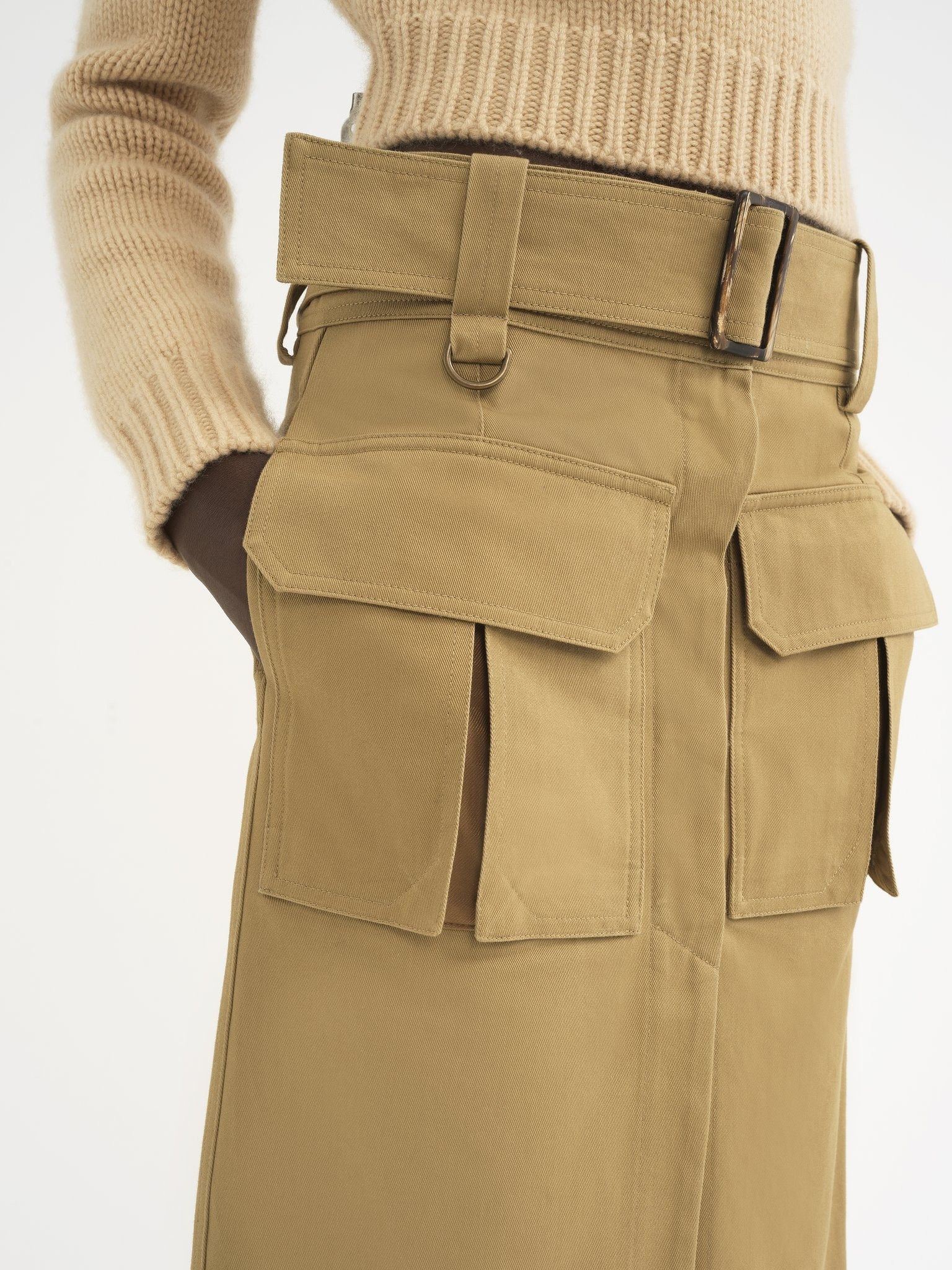 Chloe o1loc1c11025 Saharienne Midi Skirt in Past Kakhi Size 28" / US 6 / IT 42 - 5 Thumbnail