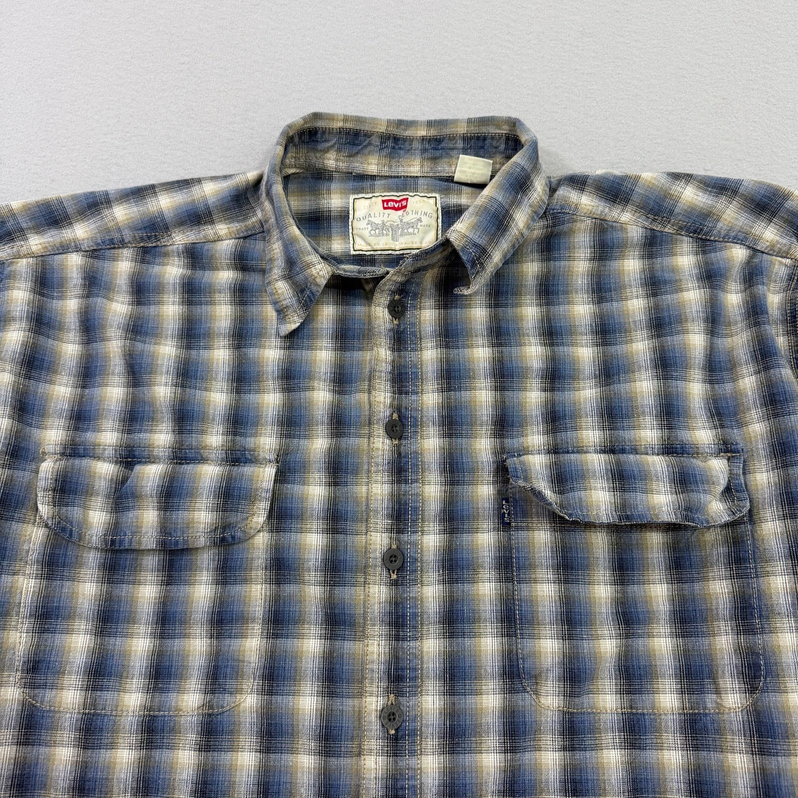 Levi's Vintage Levis Denim Plaid Short Sleeve Button Shirt Men's XL Size US XL / EU 56 / 4 - 2 Thumbnail