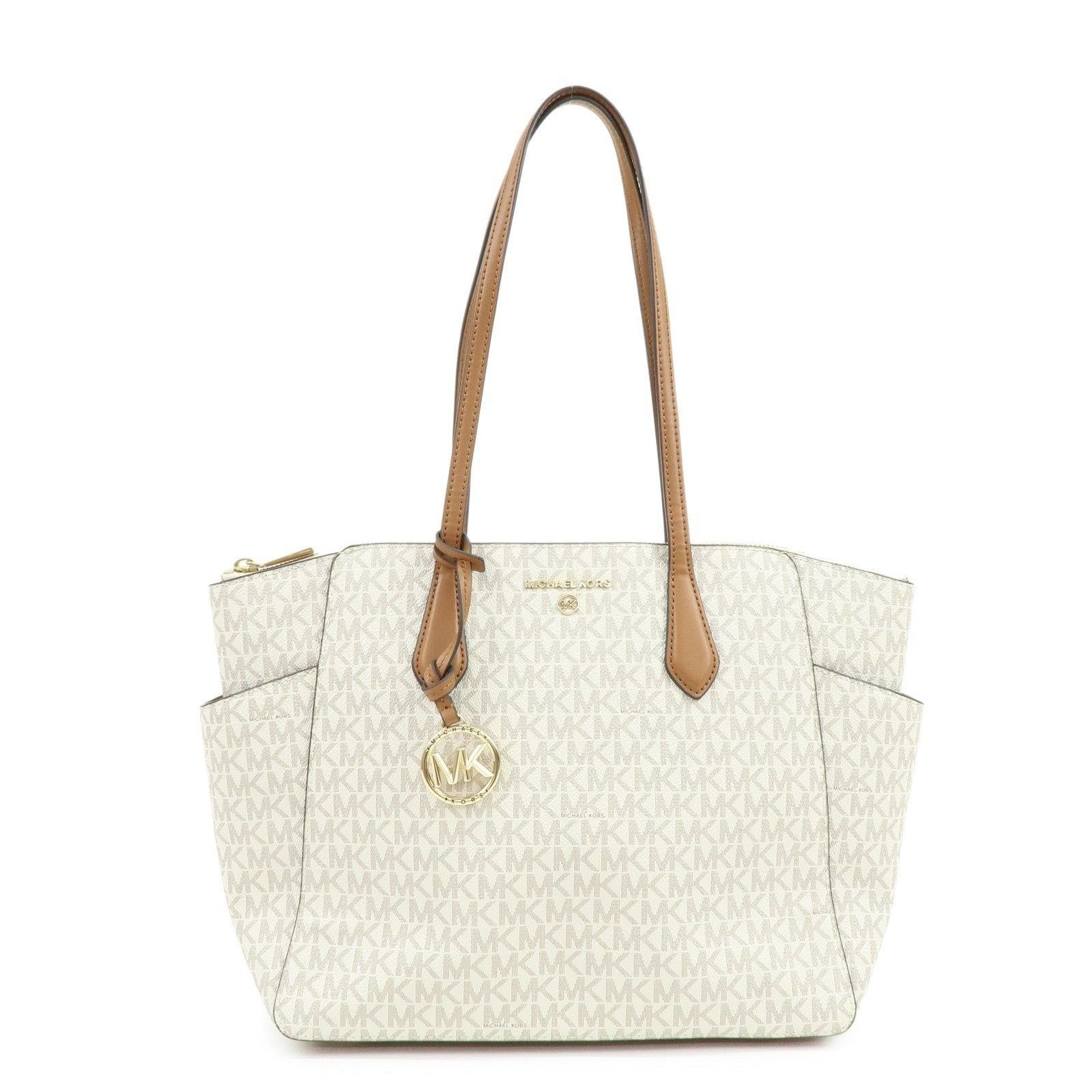 Michael Kors Michael Kors MK Signature Coated Canvas Shoulder Bag White Size ONE SIZE - 1 Thumbnail