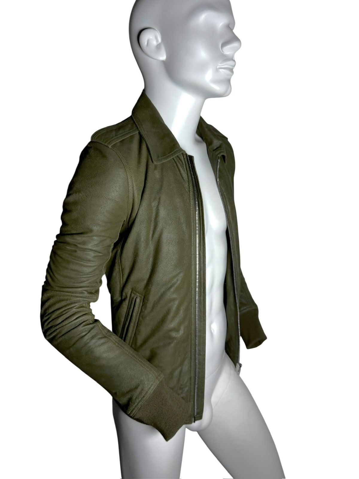 Rick Owens Rick Owens Dirty Green Leather Flight Jacket – FW18 Size US S / EU 44-46 / 1 - 4 Thumbnail