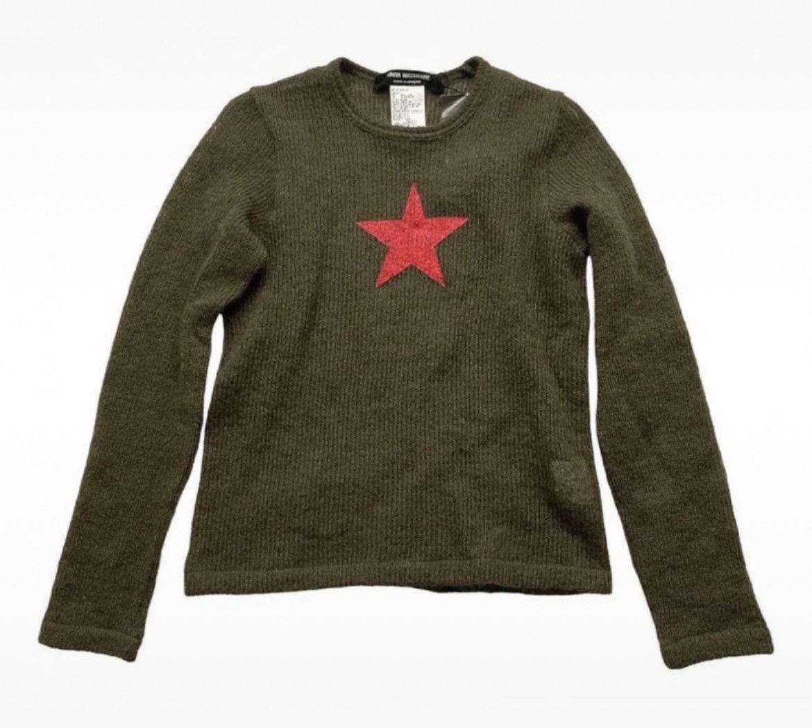 Comme des Garcons × Junya Watanabe Junya Watanabe Olive Red Star SS98 Knit Sweater Size XS / US 0-2 / IT 36-38 - 1 Thumbnail