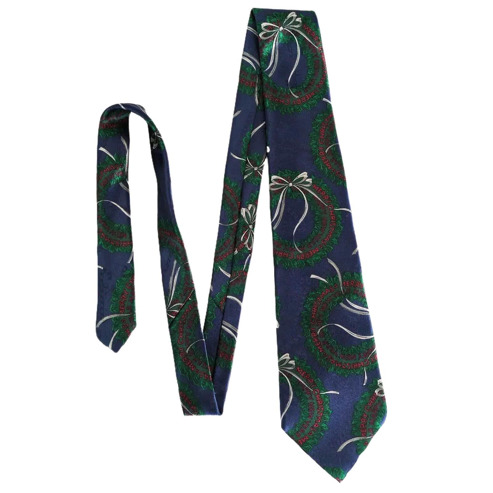 Vintage Hallmark Men's Christmas Wreath Satin Neck Tie SpecialTies Size ONE SIZE - 2 Thumbnail