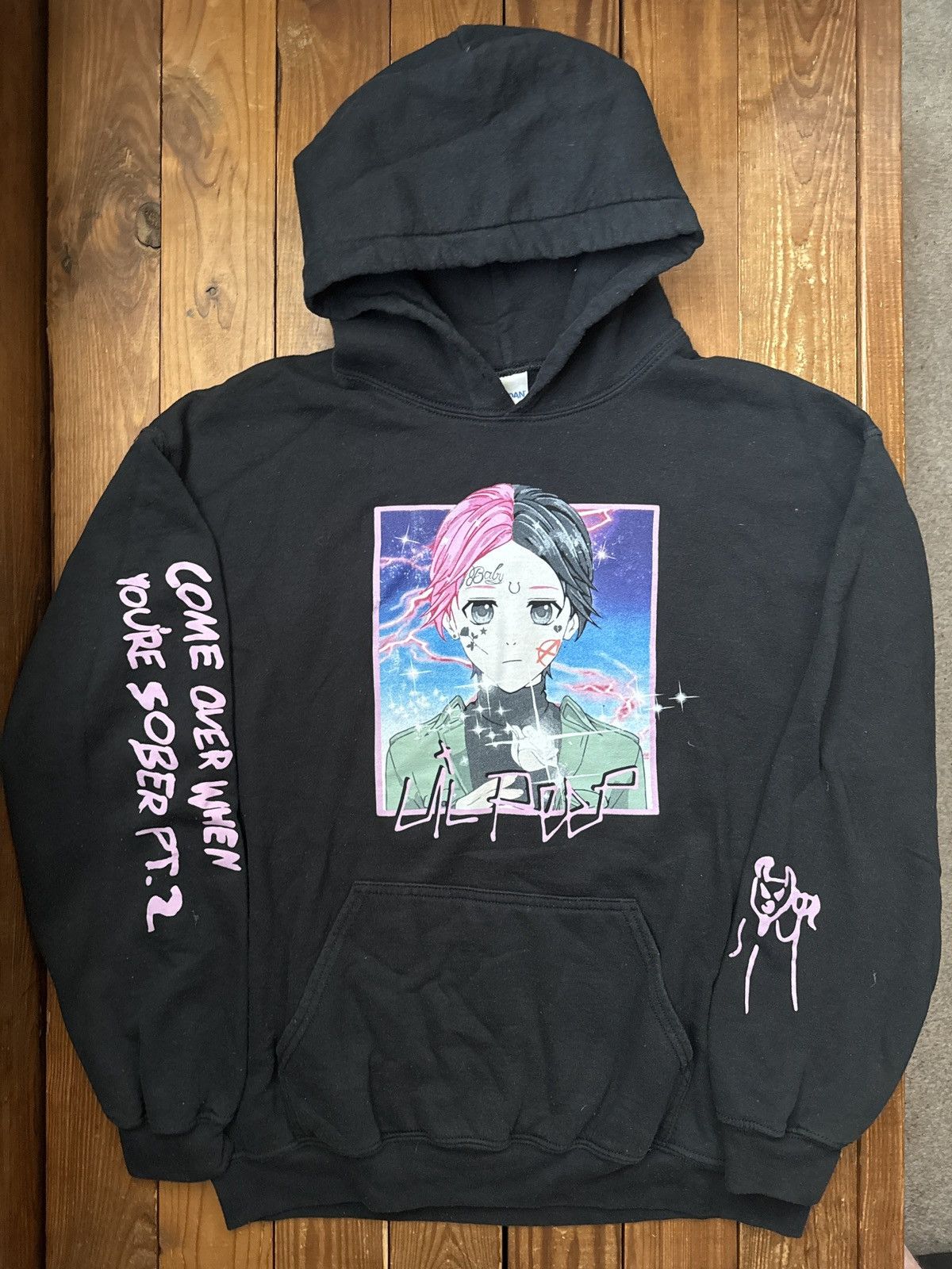 Lil Peep COWYS Pt. 2 Black Anime Hoodie