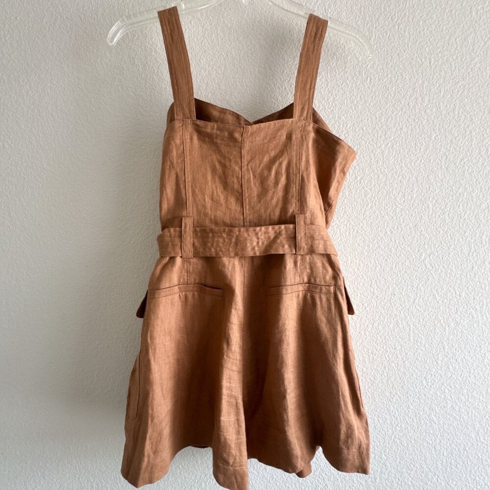 A.L.C. A.L.C. Gilmour Linen Romper Brown Size 4 Size 27" / US 4 / IT 40 - 7 Thumbnail