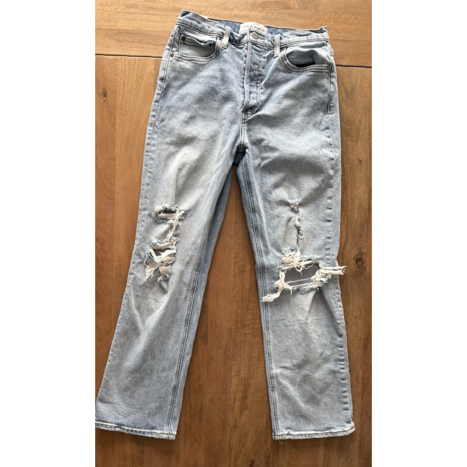 Aritzia Aritzia Denim Forum The Yoko High Rise Slim Fit Jeans Womens 28 Jeans Blue 27x27 5-Pocket Logo Distressed Slimming 90s Bohemian City Grunge Hipster Size 27" / US 4 / IT 40 - 2 Thumbnail
