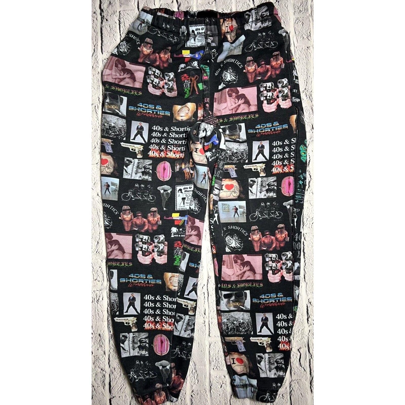 Gloverall RARE 40s & Shorties Jogger Pants S Activewear Elastic Waist Pockets Multicolor Logo Hip Hop Size US 29 - 2 Thumbnail