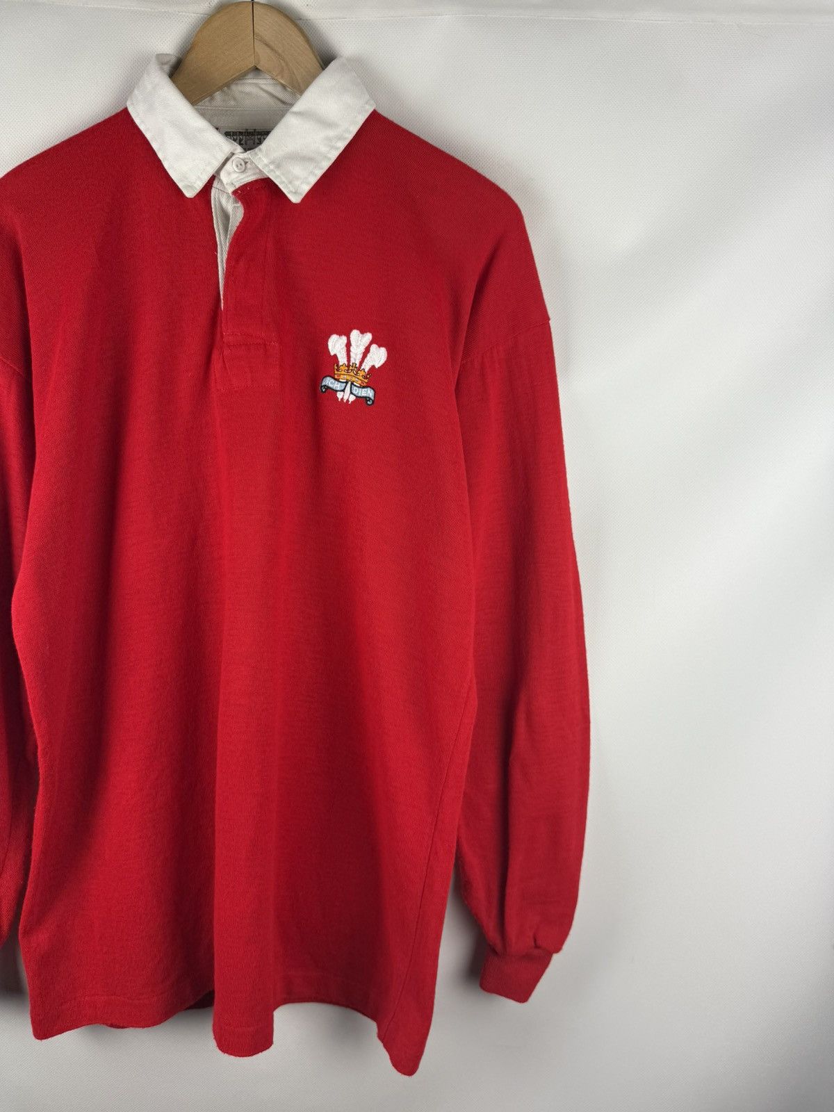 Vintage Vintage 80s Halbro Wales Rugby Union Ich Dien Jersey Shirt Size US L / EU 52-54 / 3 - 3 Thumbnail