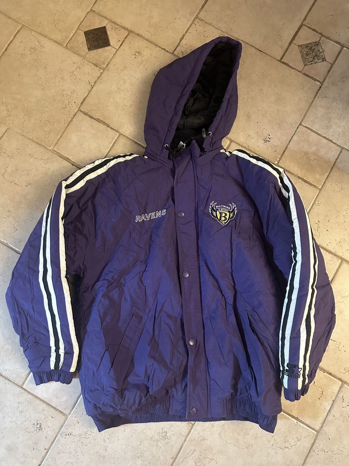 Starter Vintage 90s Baltimore Raven Starter Puffer Jacket NFL Large Size US L / EU 52-54 / 3 - 1 Thumbnail