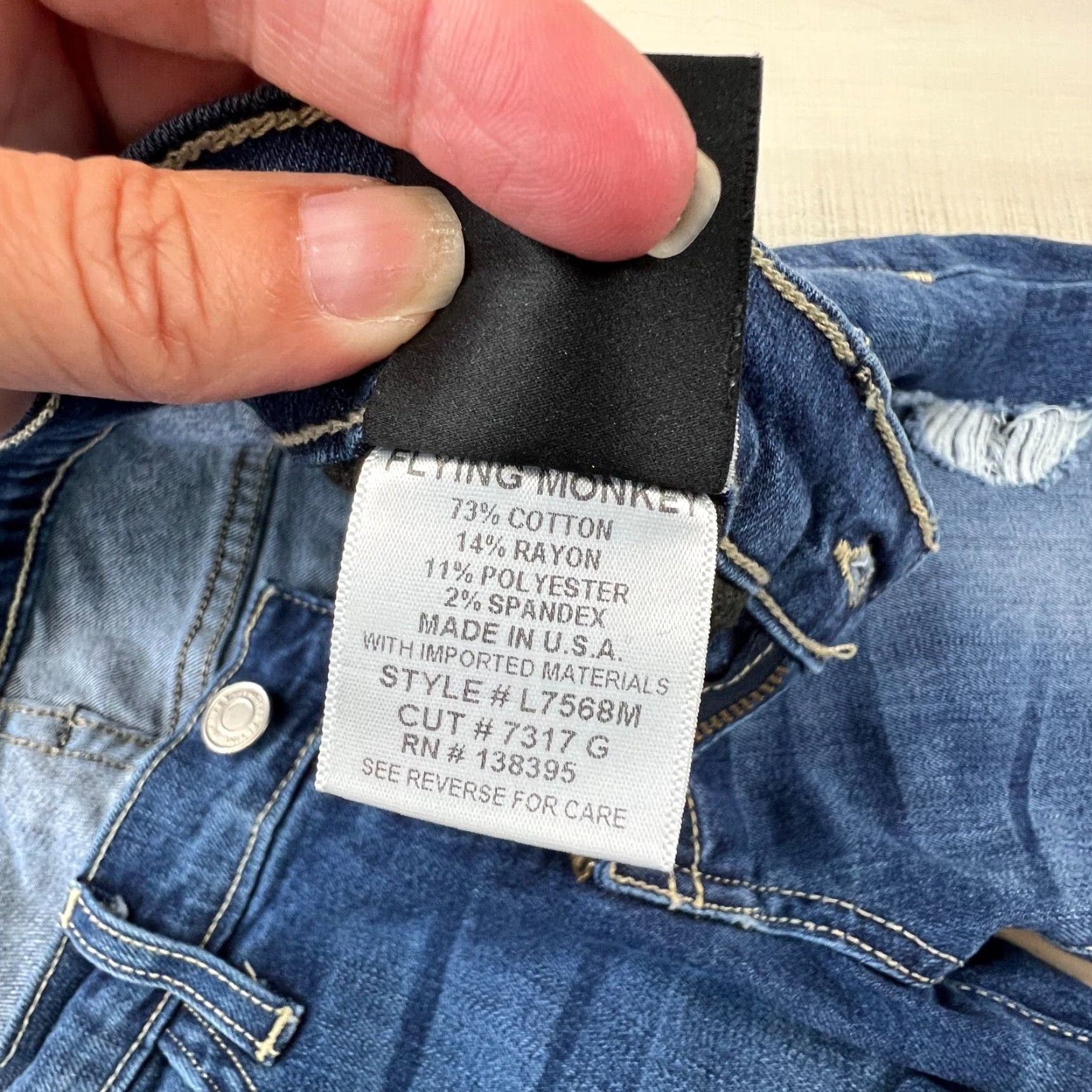Vintage Flying Monkey Womens Distressed Skinny Jeans 26 Blue Medium Wash Denim Stretch Low Rise Size 26" / US 2 / IT 38 - 5 Thumbnail