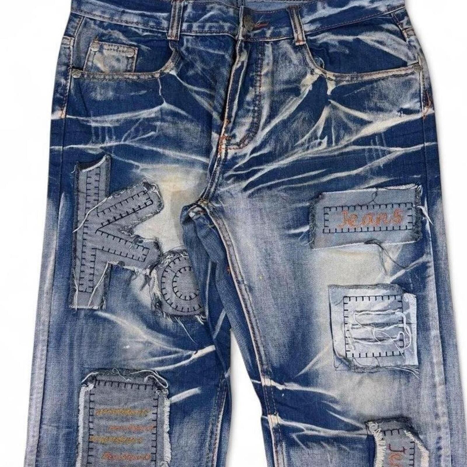True Religion M&D jeans ( MAIDEHAOJIEANS ) hand painted unique denim jeans Size US 33 - 2 Thumbnail