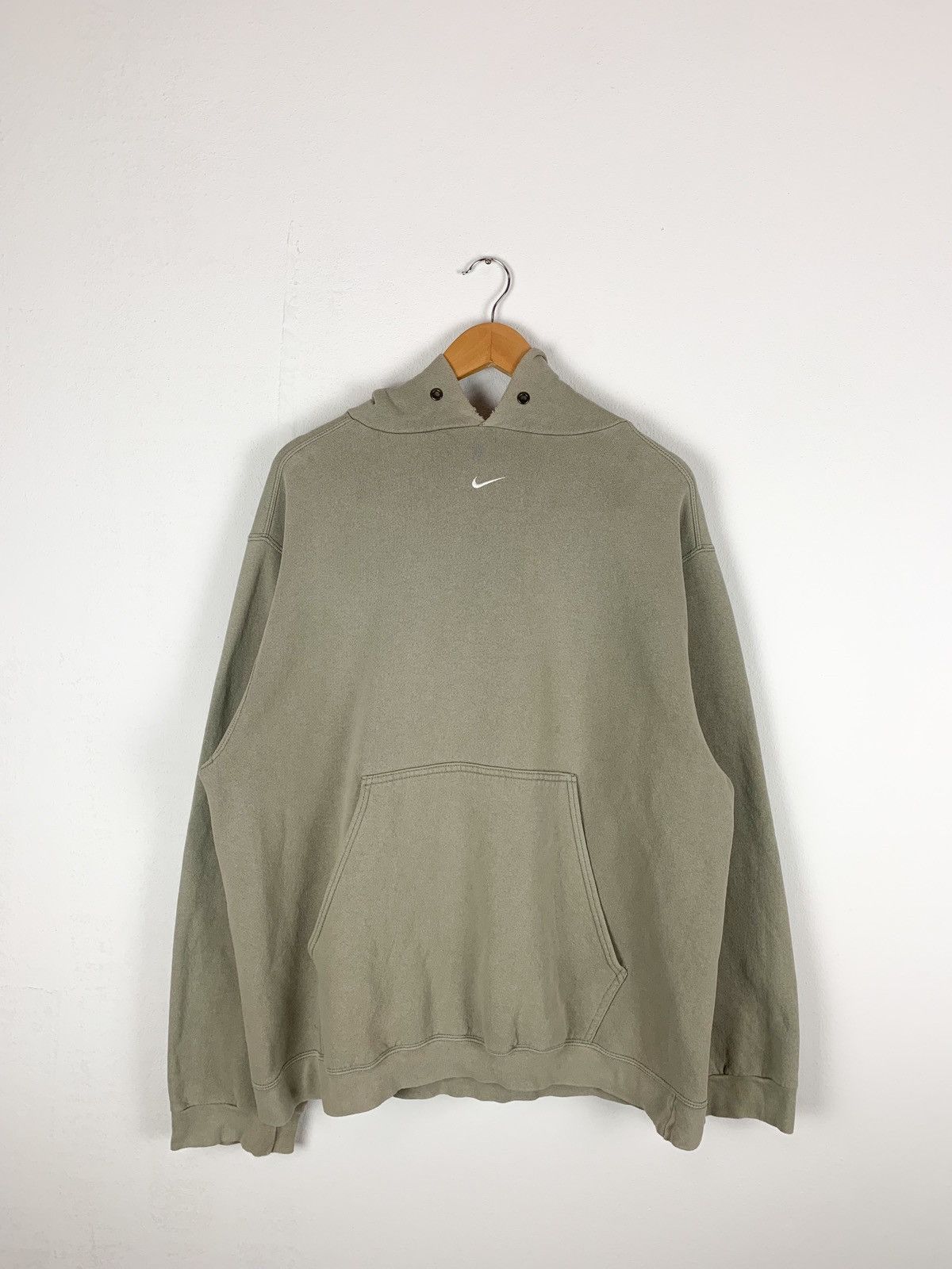 image of 90's Nike Center Swoosh Hoodie Tea Green in Beige, Men's (Size Large)
