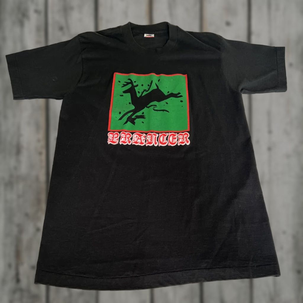 Vintage Vintage PRANCER Christmas Single Stitch Black T shirt Fruit Of The Loom Tag Size US L / EU 52-54 / 3 - 1 Thumbnail