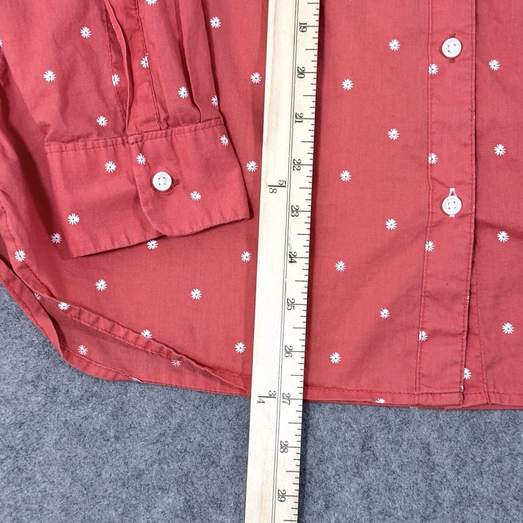 Old Navy Old Navy Button-Up Shirt Women Medium Orange Red Floral Long Sleeve, Classic Vintage? (Note: Original title indicates vintage: No) Size M / US 6-8 / IT 42-44 - 6 Thumbnail