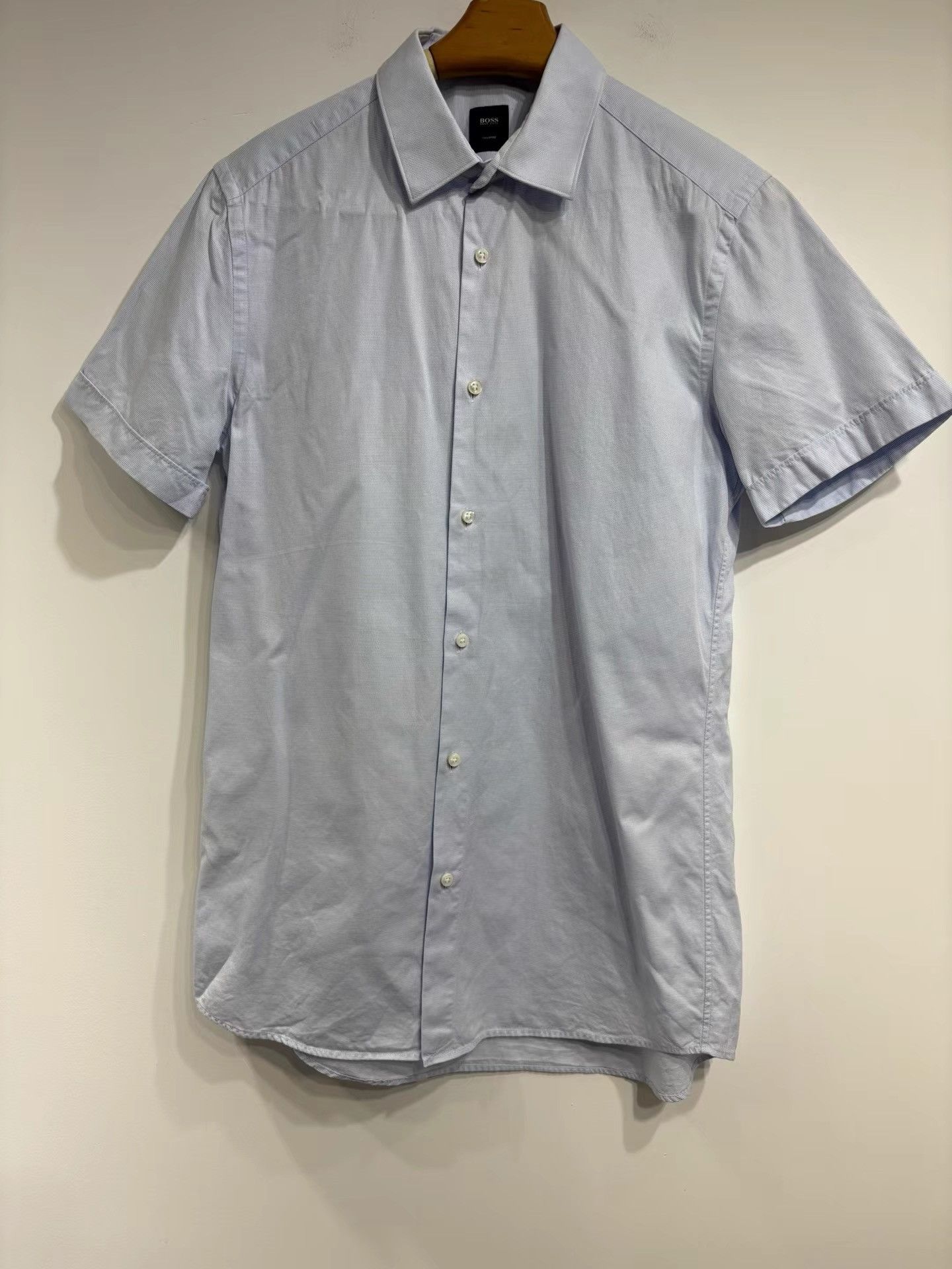 Hugo Boss HUGO BOSS Men's Blue Short Sleeve Shirt K29 Size US XXS / EU 40 - 1 Thumbnail