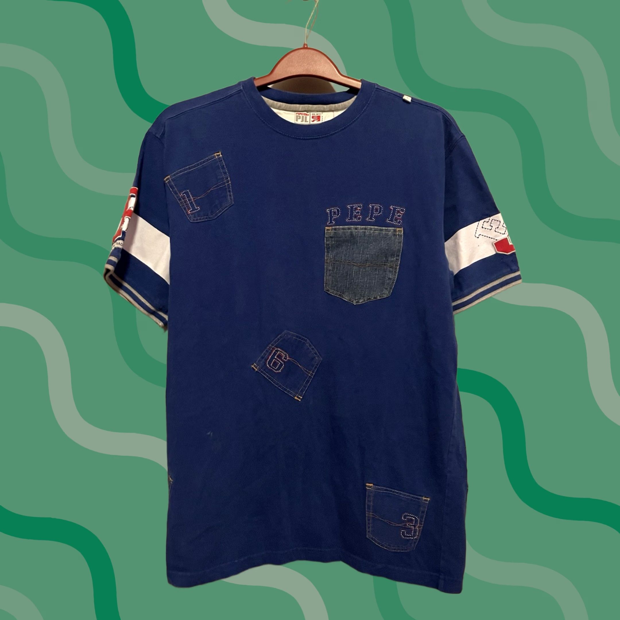 Pepe Jeans VINTAGE Pepe Jeans Shirt Mens L Blue Men Y2K Streetwear Spellout Pockets C343 Size US L / EU 52-54 / 3 - 1 Thumbnail