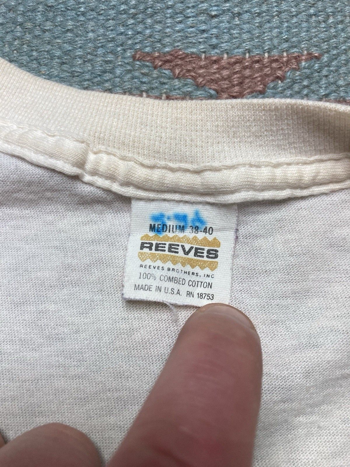 Vintage 70s blank white t shirt v neck soft cotton single stitch M Size US M / EU 48-50 / 2 - 6 Thumbnail