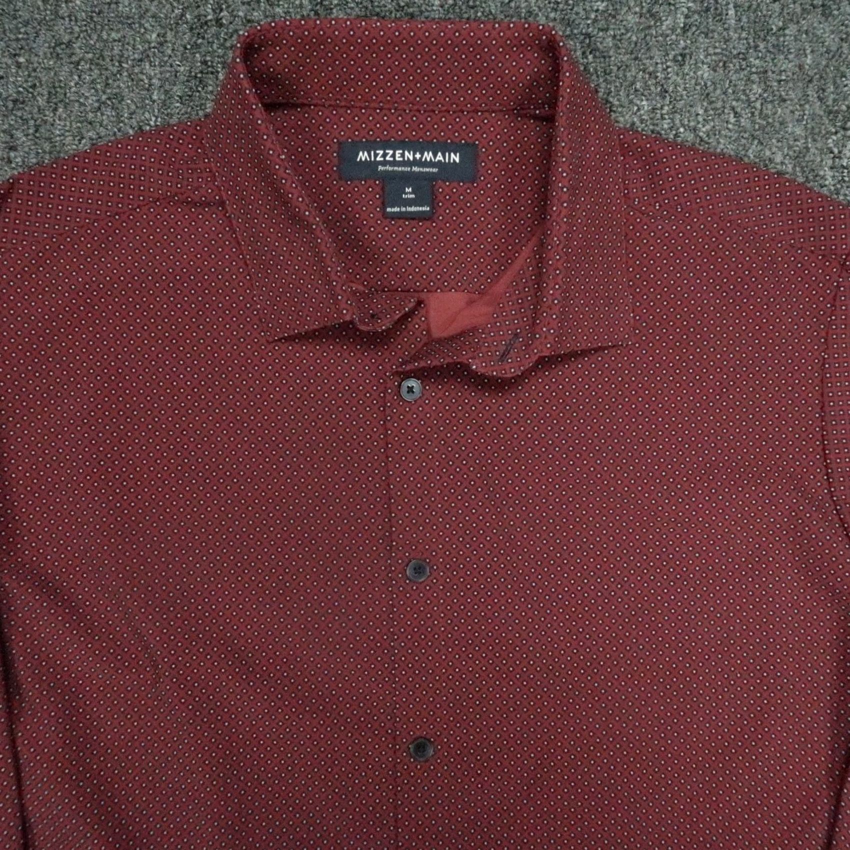 Mizzen+Main Mizzen+Main Shirt Mens Medium Red Long Sleeve Button-Up Stretch Size US M / EU 48-50 / 2 - 2 Thumbnail