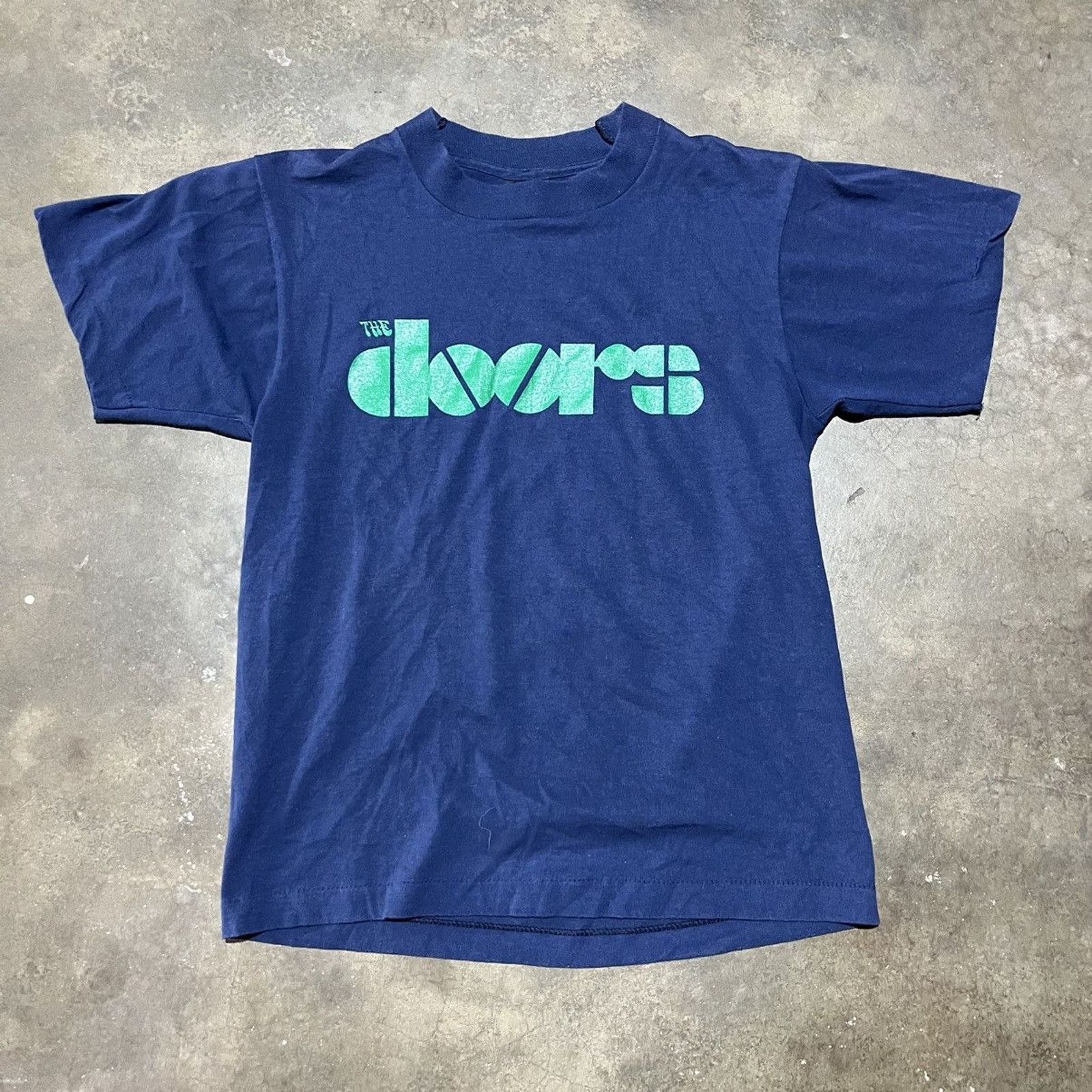 Vintage Vintage 80s The Doors Blue/Green Graphic Band T-Shirt Size US S / EU 44-46 / 1 - 1 Thumbnail