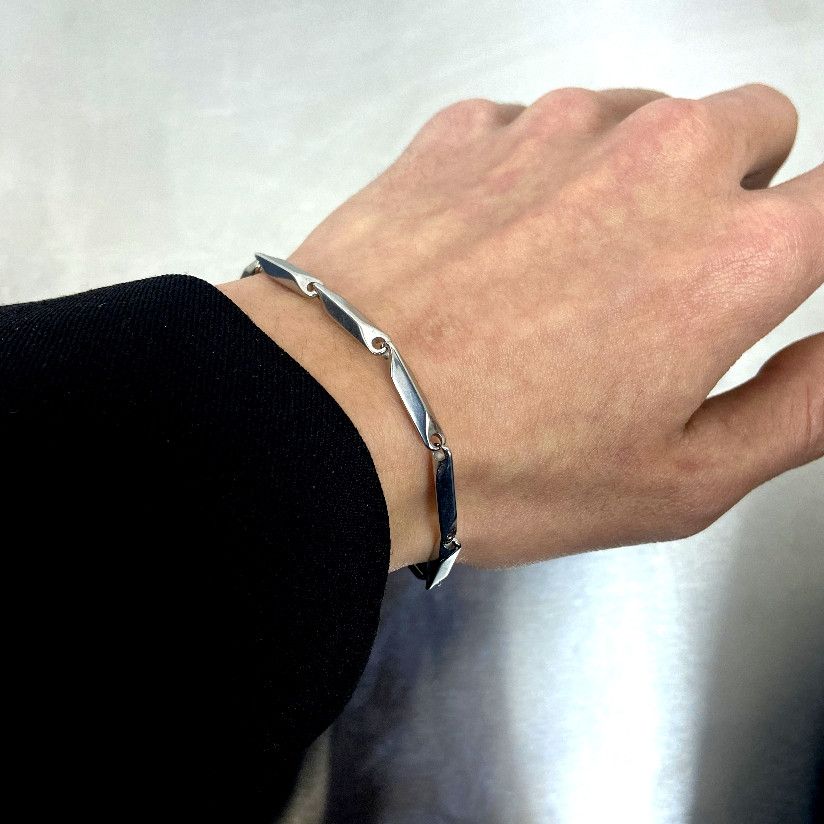 Designer × Vintage Punk Luxury Silver Avant Garde Rectangle Bracelet Rave Size ONE SIZE - 4 Thumbnail