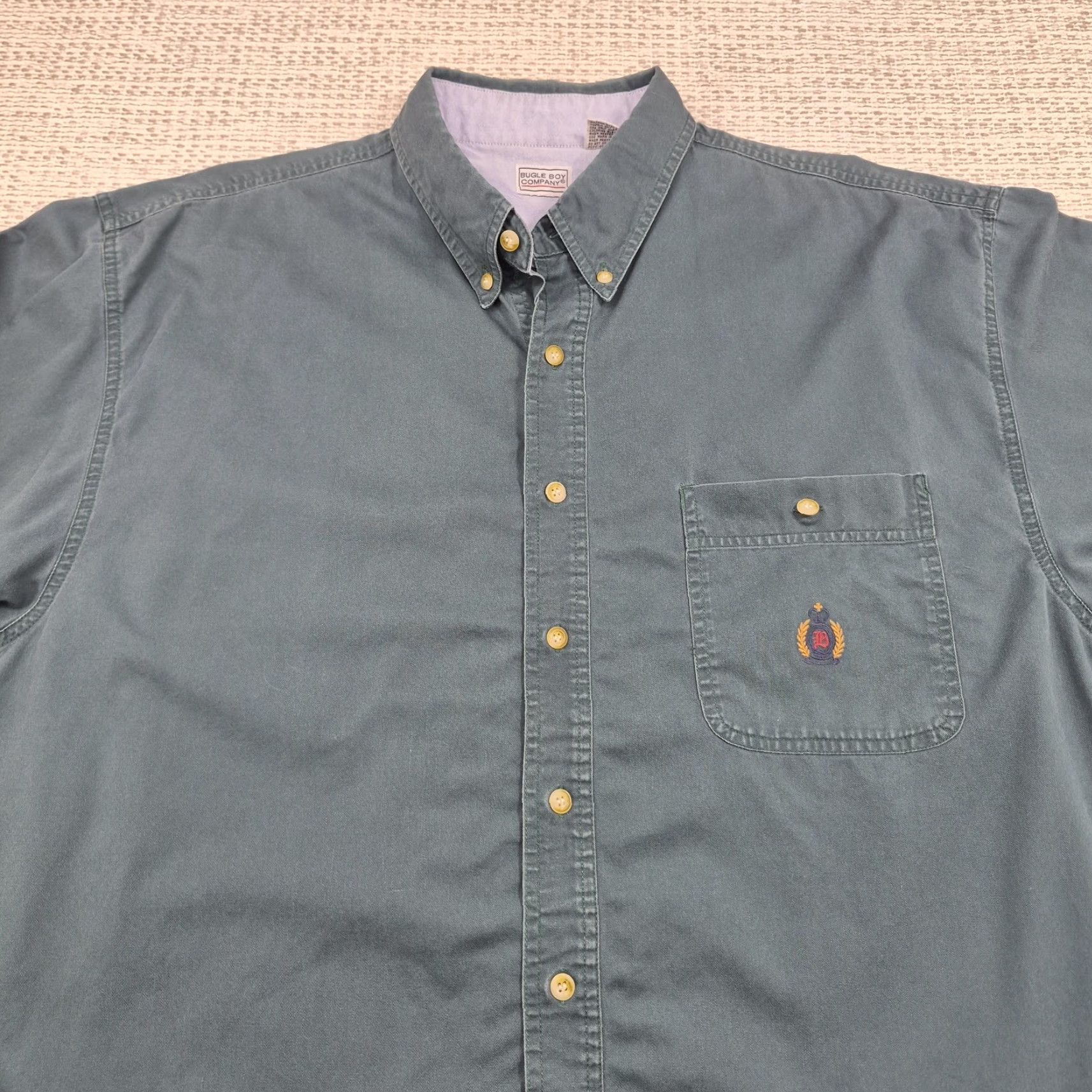 Bugle Boy VTG Bugle Boy Button-Up Shirt Mens 2XL Green Long Sleeve Crest Logo Size US XXL / EU 58 / 5 - 4 Thumbnail